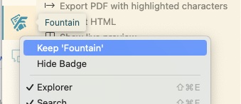 a screenshot of selecting 'keep fountain' from the context menu