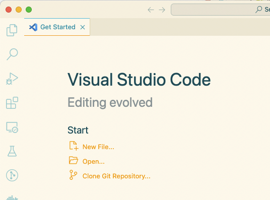 a screenshot of a freshly opened Visual Studio Code window